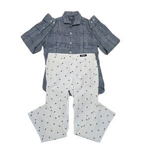 2pc Bonobos Blue Paisley Chinos Pants & Button Down Shirt Mens 31x32 / Sz M